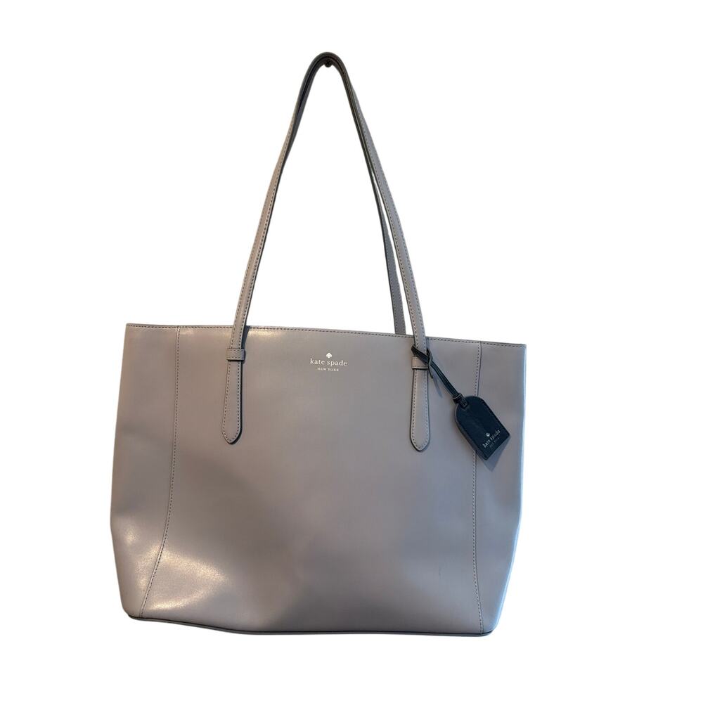 ⭐️ Women’s Kate Spade Schuyler Brushed Steel Smooth Leather Tote Purse Preppy